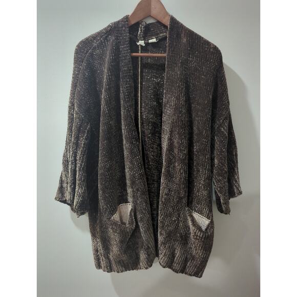 MOTH Anthropologie Brown Chenille Open Front Cardigan Sweater - Picture 4 of 7